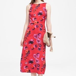 NWT Banana Republic Floral Low Back Midi Dress, 6